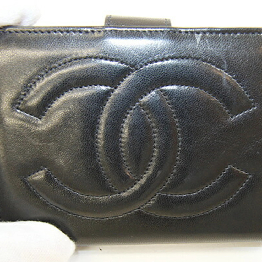 CHANEL Vintage Black Lambskin Leather Logo Wallet - Picture 4 of 10